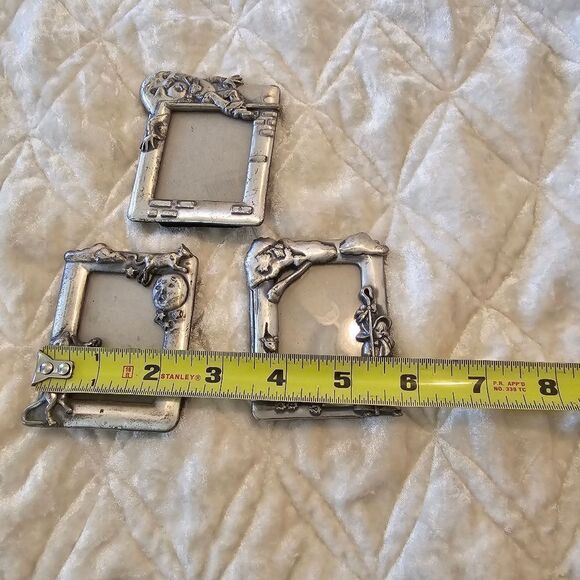 Vintage Pewter Frames Cat Played The Fiddle & Humpty Dumpty  Set Of 3 - Picture 4 of 5